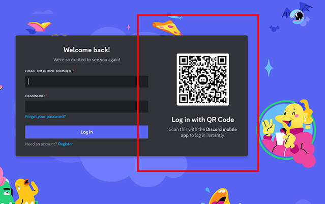 log in with qr code option on desktop