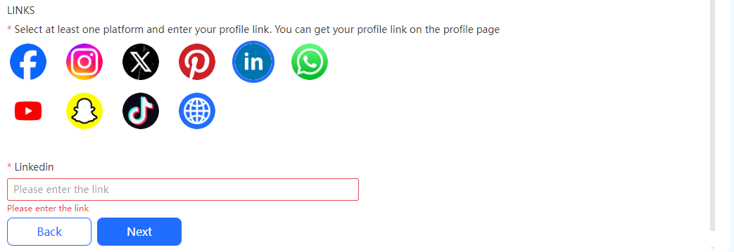 enter social profile link