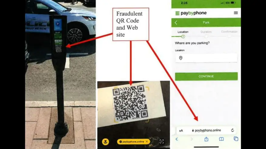 fake qr code on redondo beach parking