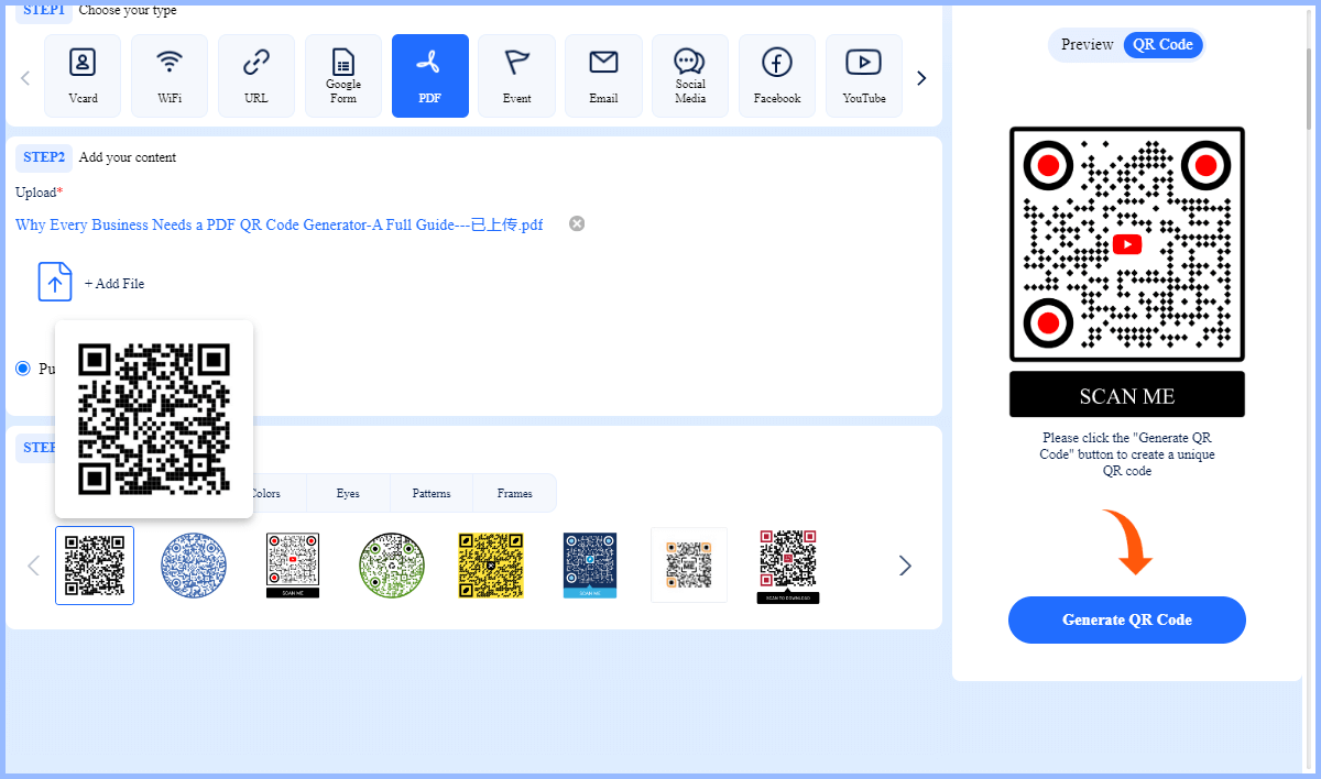 qrshow generate a qr code for a document