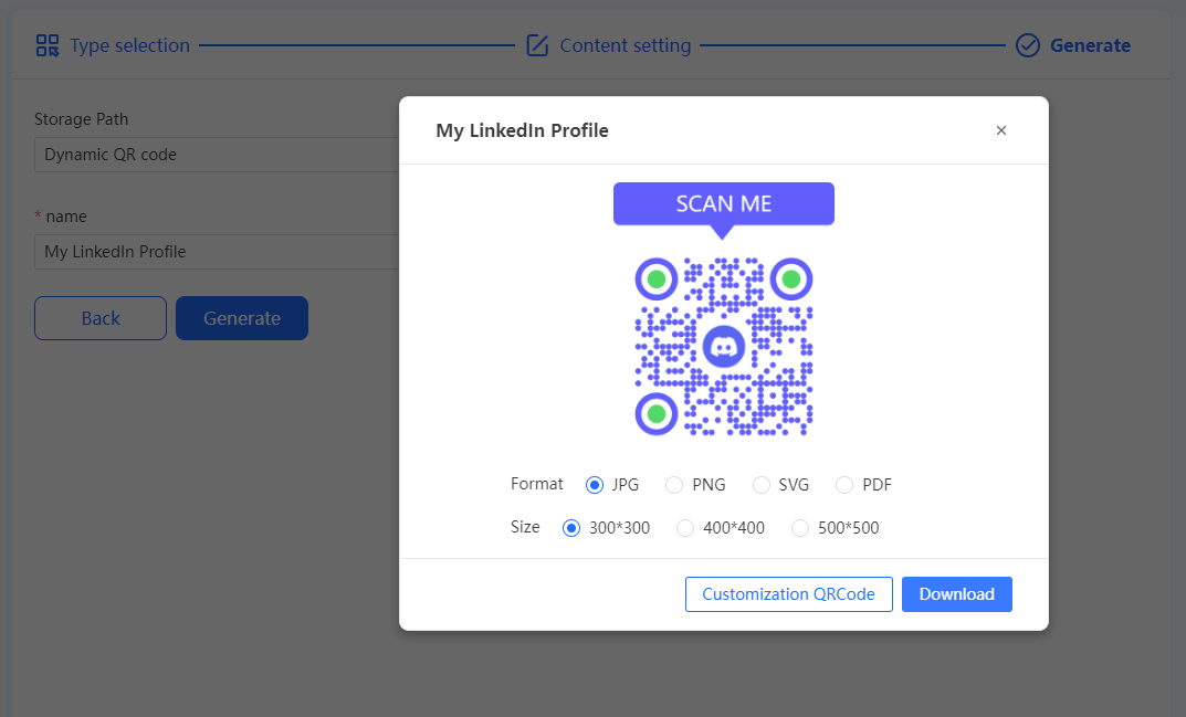 generate social profile qr code