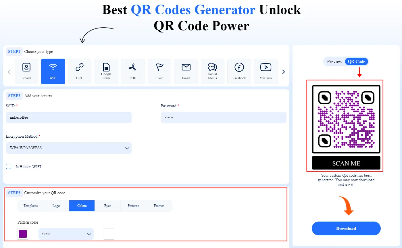 Wifi QR Code Generator-Customize the QR Code