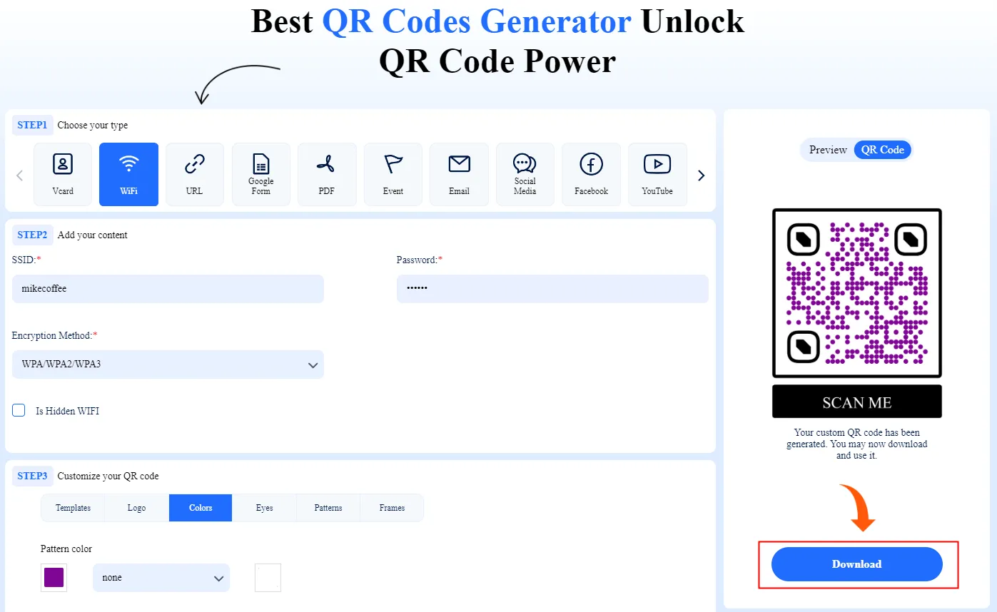Wifi QR Code Generator-Customize the QR Code