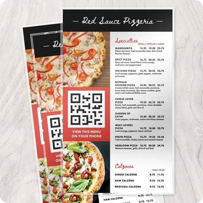 qr code on paper menu