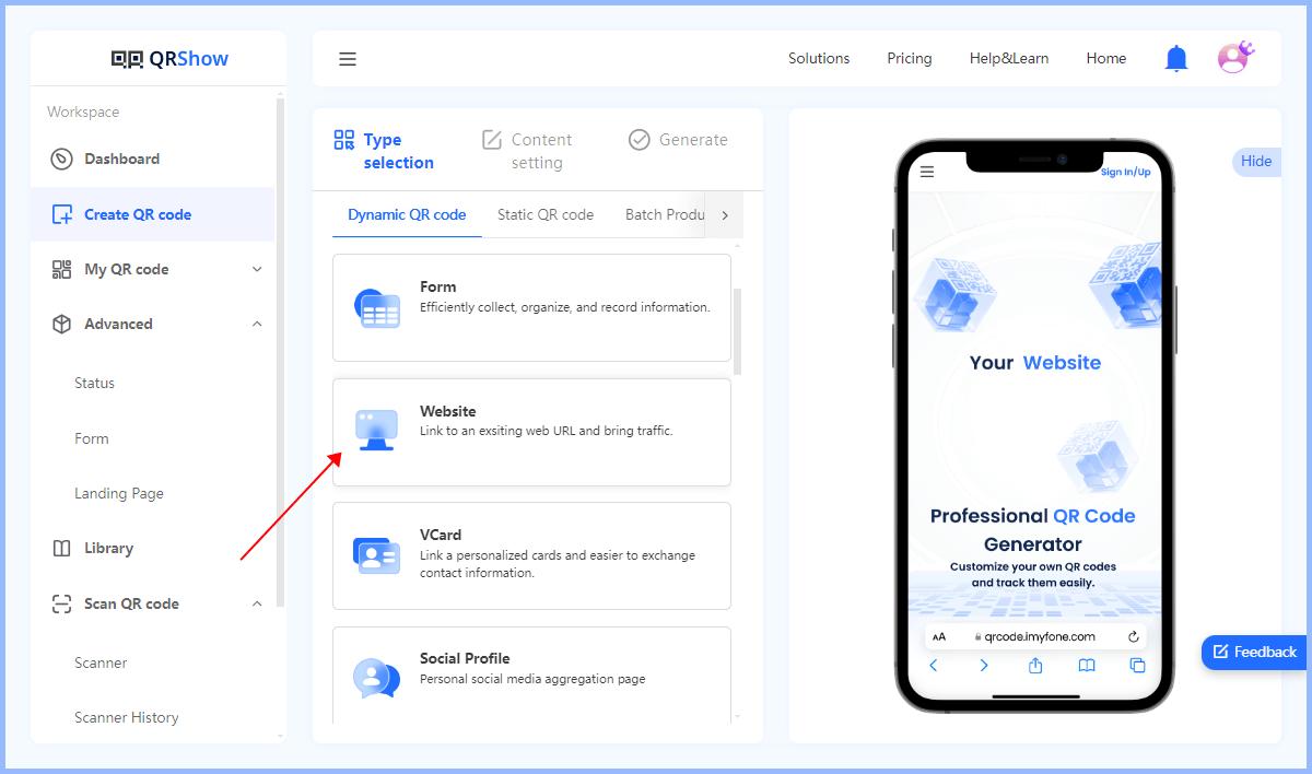 choose pdf to qr code format 