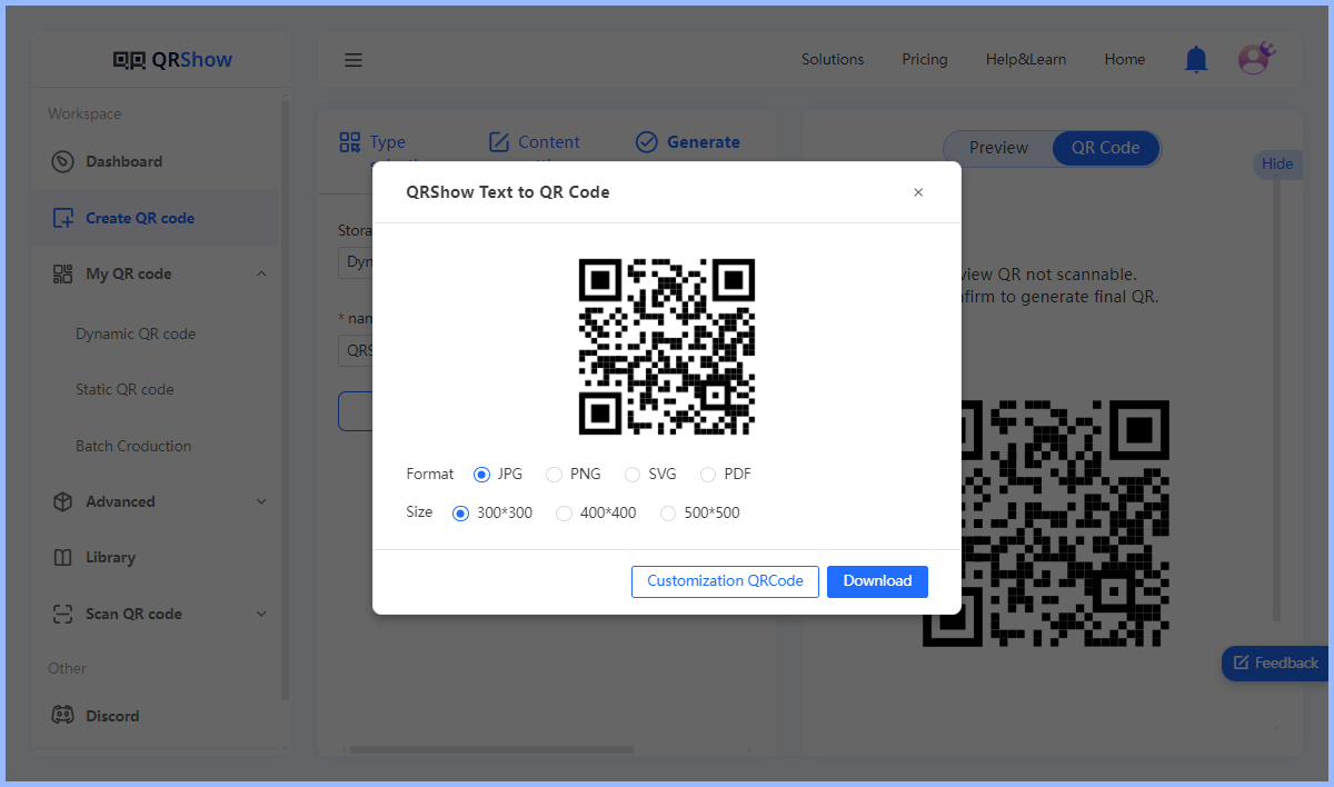 download qr code in different formats