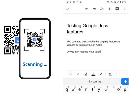 scan qr code to google docs