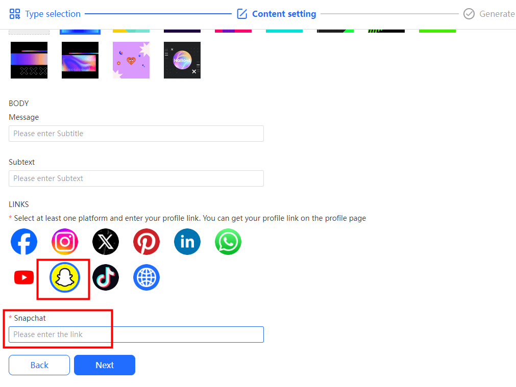 social profile content setting