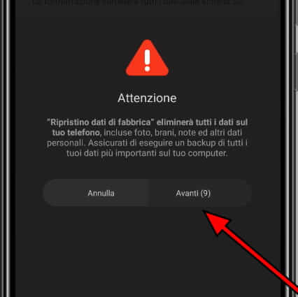 reset di fabbrica xiaomi