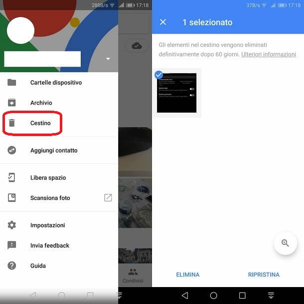 Recupero foto cancellate da Google foto