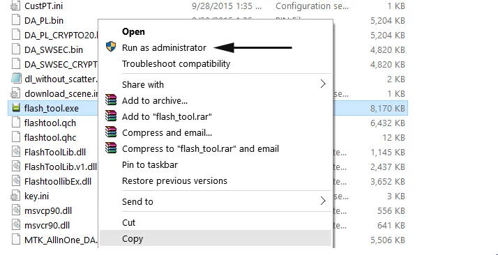 Esegui SPFlashtool.exe come amministratore