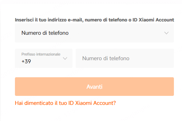 dimenticato la password del tuo account Xiaomi