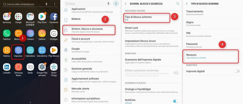 come rimuovere il blocco schermo