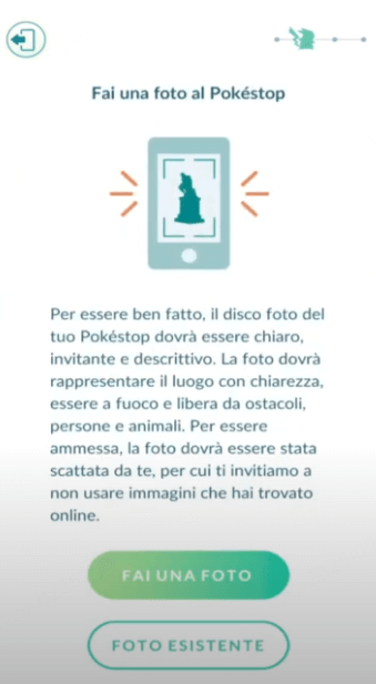 Scattare fotografie per l'applicazione di un Pokéstop