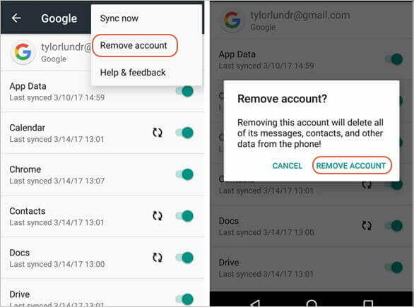 Rimuovere l'Account Google dal Telefono con la Password