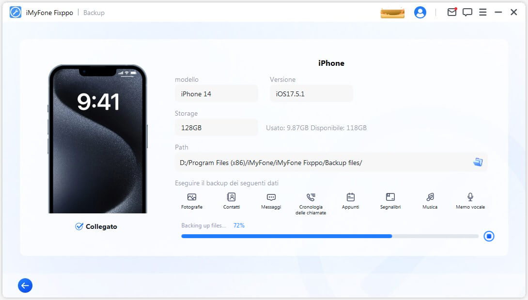 backup i dati prima di downgrade ios