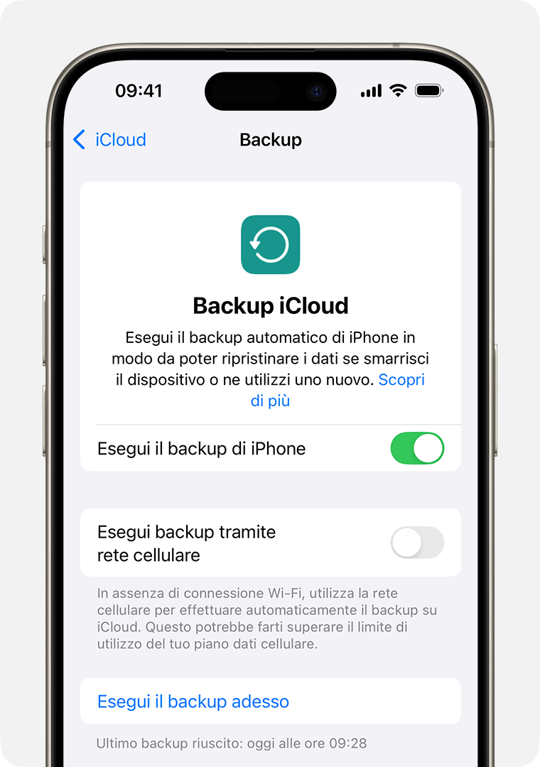 backup iphone adesso