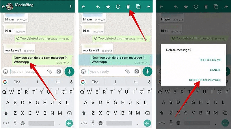 eliminare i messaggi WhatsApp