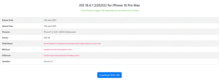 download il file IPSW