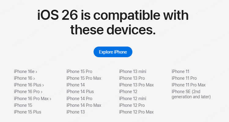 Modelli supportati da iOS 26 beta