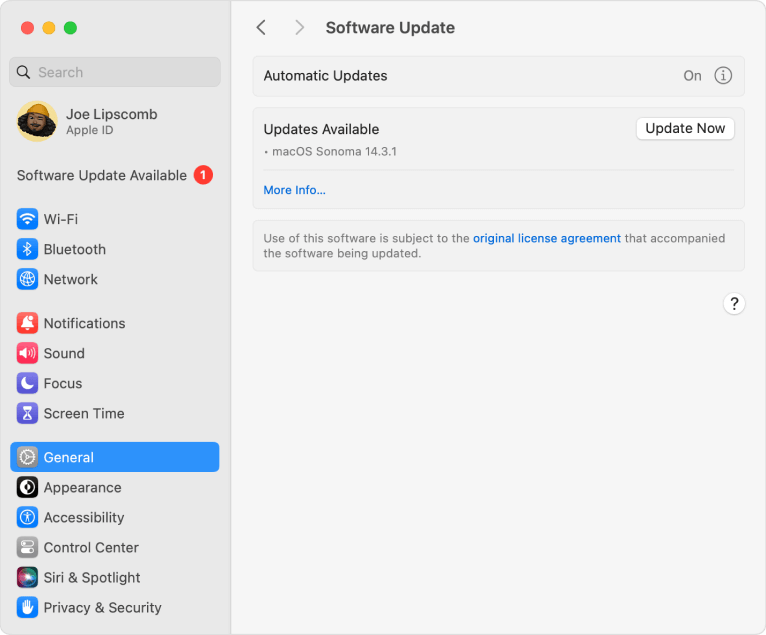 Aggiornare software MacOS tramite Impostazioni