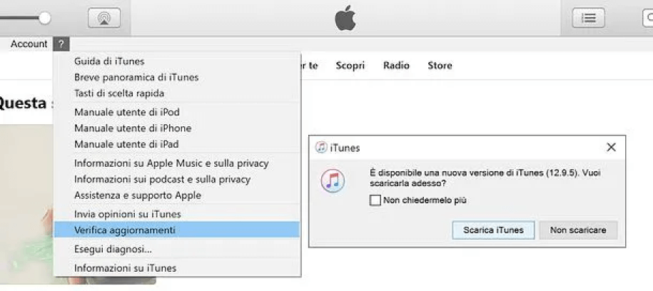 Aggiorna iTunes su Windows