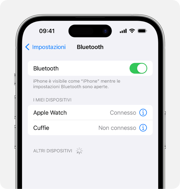 Connettiti all'hotspot dell'iPhone tramite Bluetooth
