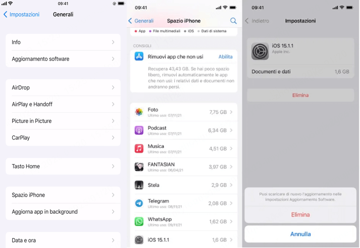Annulla e rimuovi l'aggiornamento dell'iPhone nelle Impostazioni