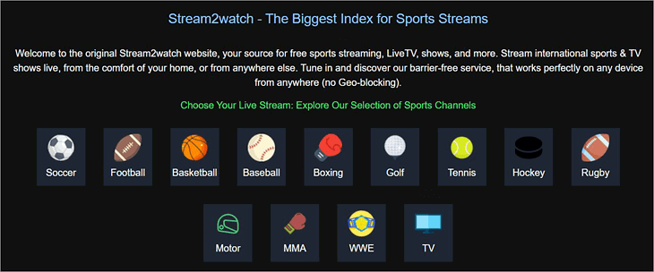 Sito web di streaming calcio Stream2Watch