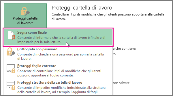 Disattivare Contrassegna come finale