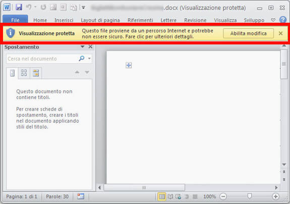 Continua a modificare il file Word