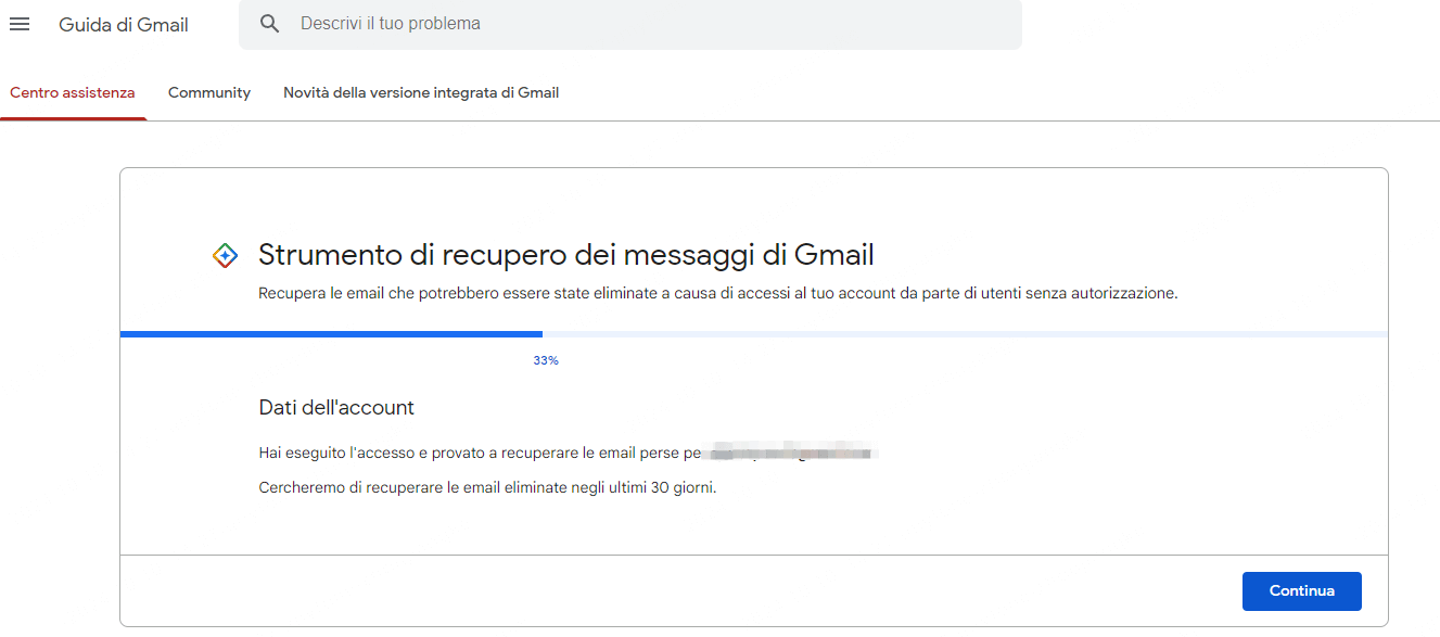 Recuperare le email cancellate con il supporto di Gmail