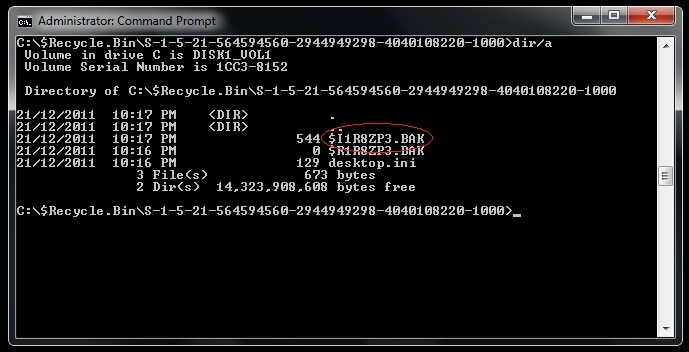 Recuperare file eliminati dal cestino utilizzando il prompt dei comandi