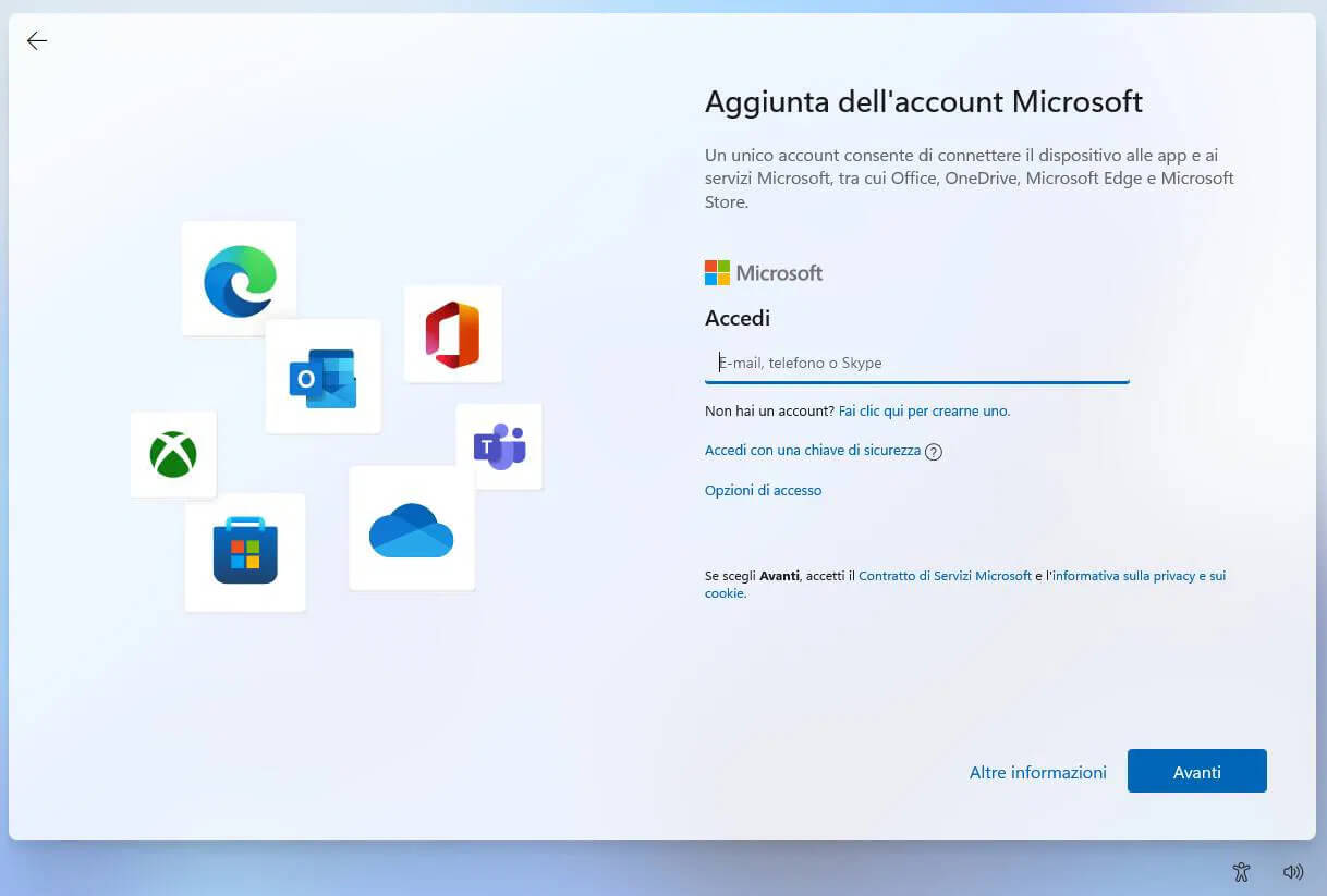 Accedi al tuo account Microsoft