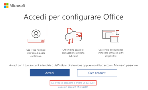 Accedi all'account Microsoft