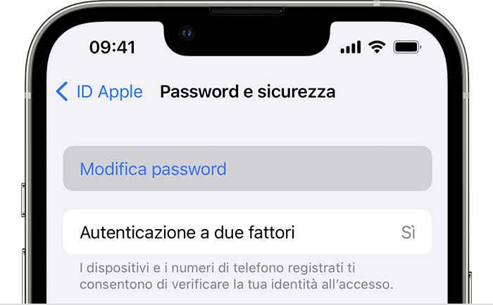 cambiare password id apple 