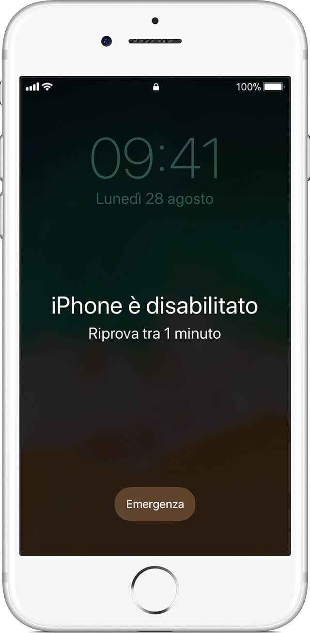 iPhone disabilitato collega a iTunes