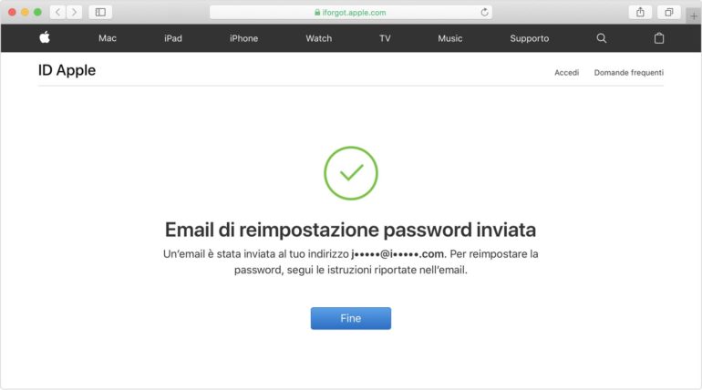 email ID Apple recuperare password