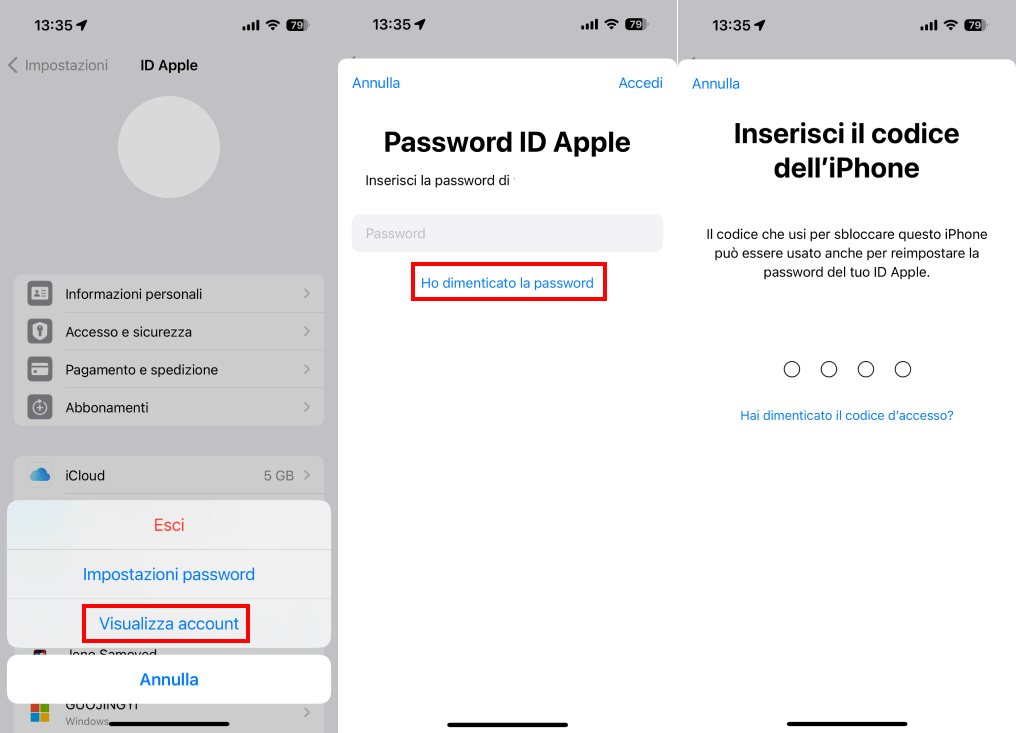 Reimpostare la password dimenticata dell'ID Apple