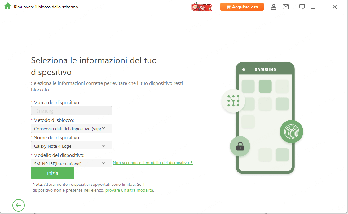 Verifica del modello del tablet Samsung