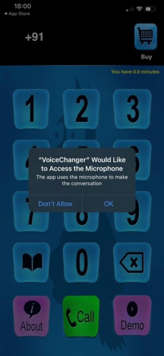 Consente al software di accedere al microfono di Call Voice Changer - IntCall