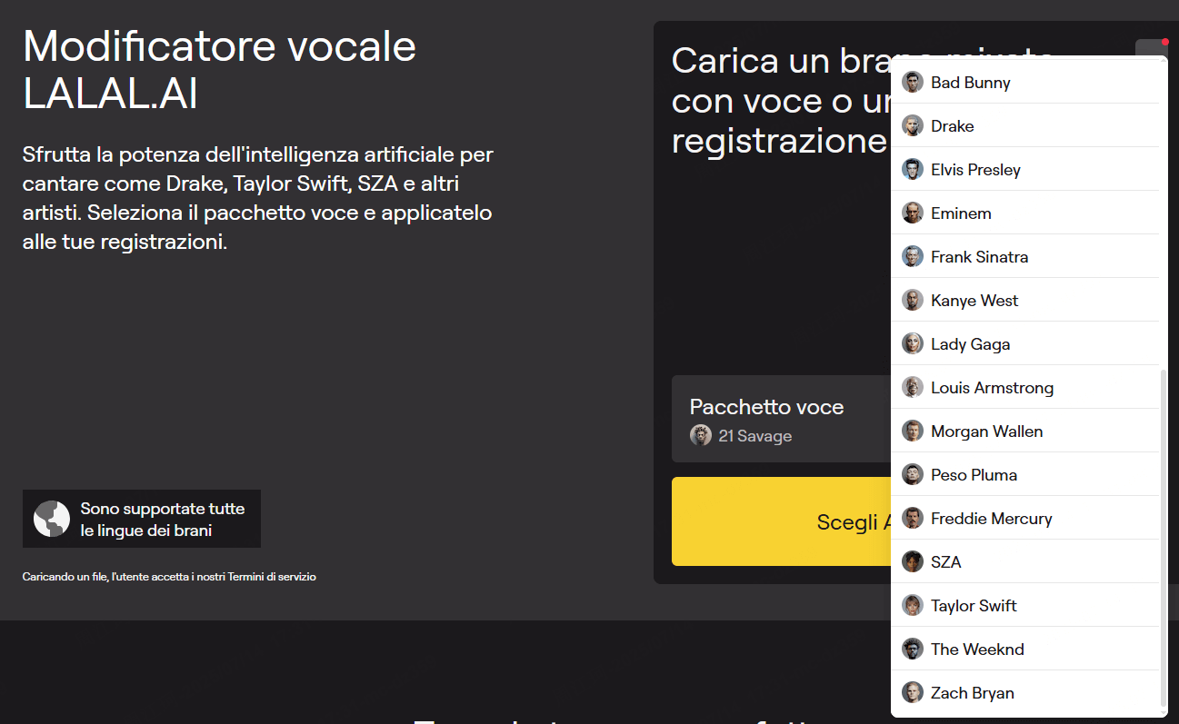 Cambiare le voci nei file delle celebrità