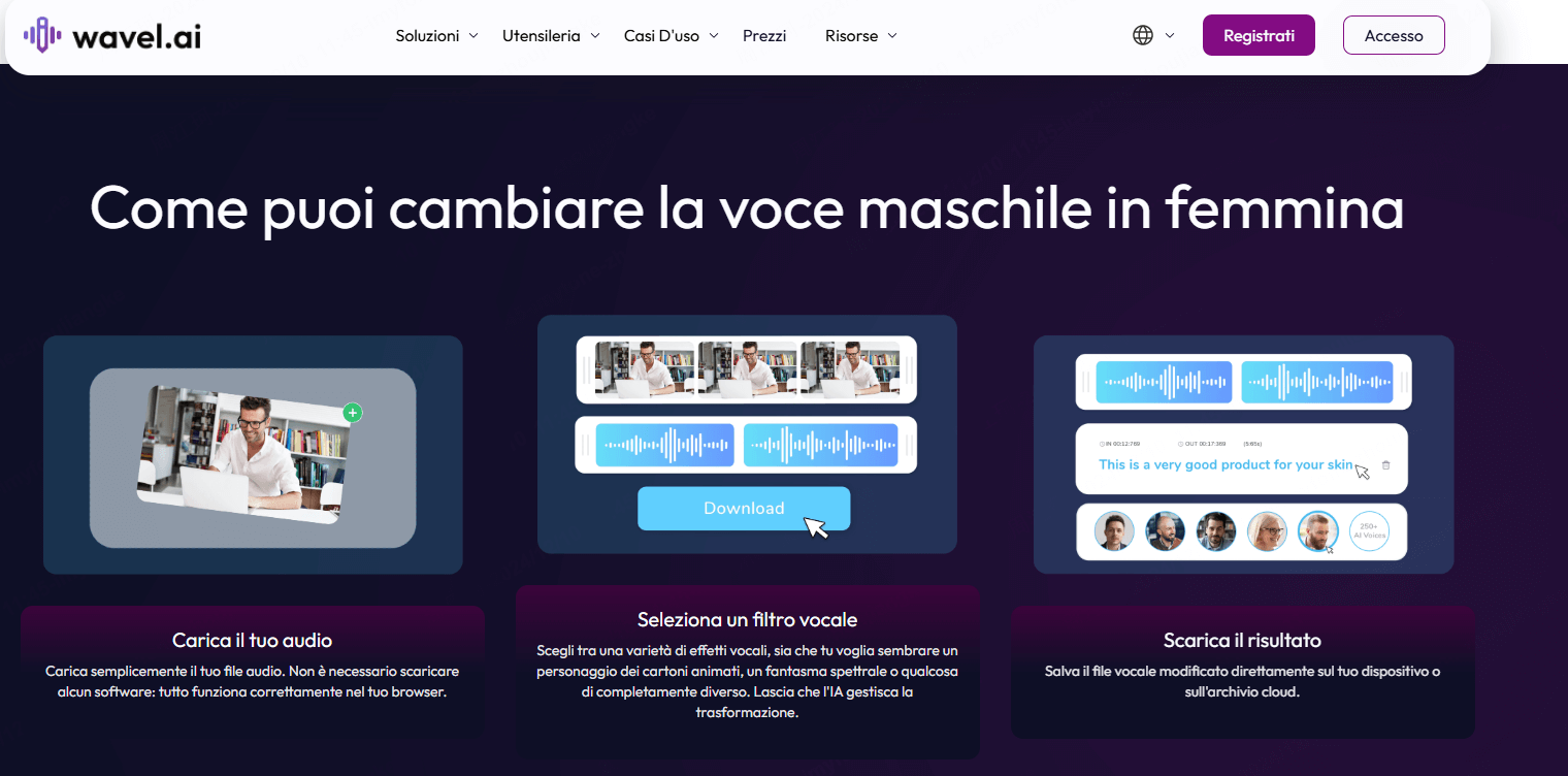 Wavel-ai cambiavoce da maschio a femmina online