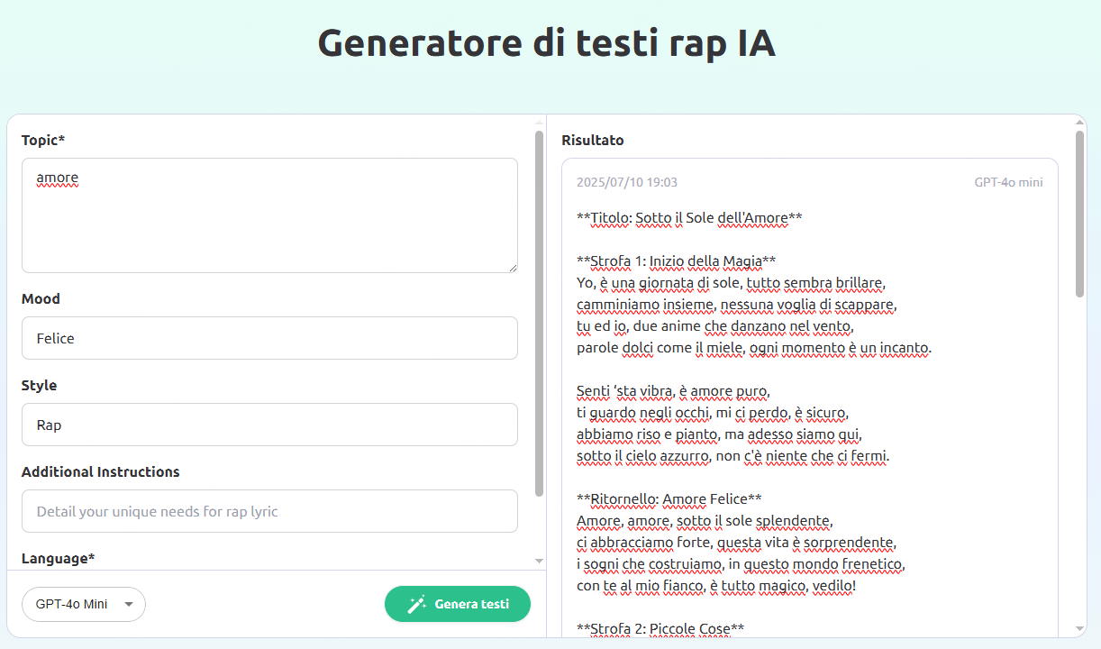 wrizzle-generatore di testi rap
