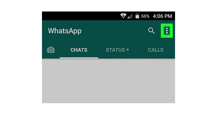 Fare clic sul menu WhatsApp di Android