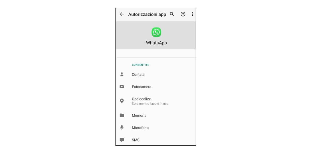 controlla i permessi di WhatsApp su Android