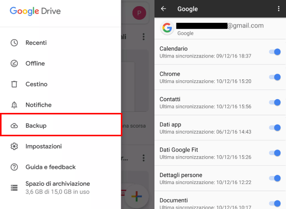 impostazioni di Google Drive