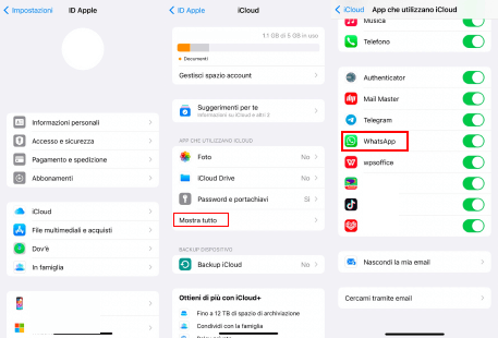 Disattivare l'accesso al backup di WhatsApp in iCloud