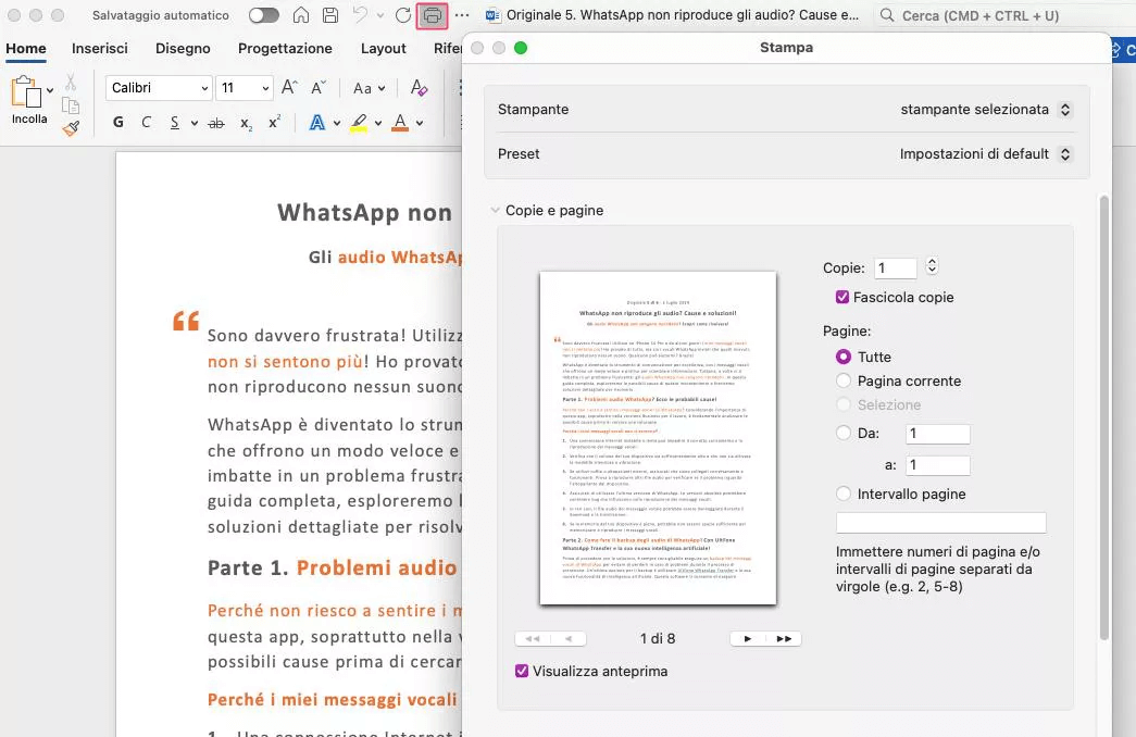 stampare un Documento da WhatsApp con il Computer