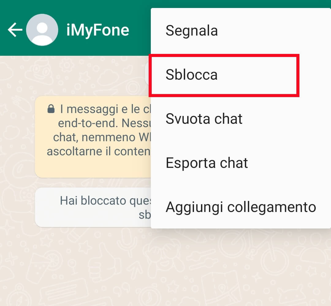Sbloccare un contatto WhatsApp Android
